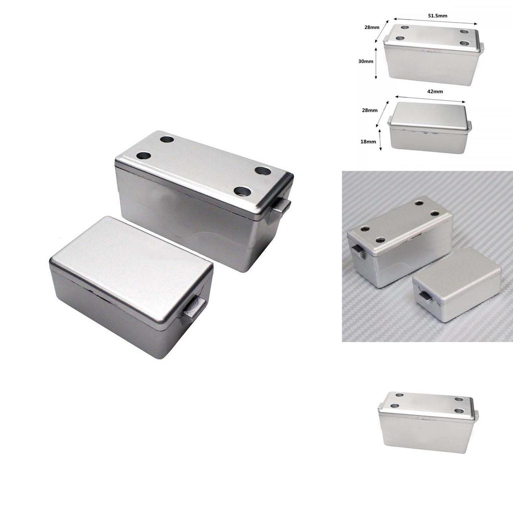 Caixa de Ferramentas Decorativa Realista de Plástico Rígido Prateado Para Caminhões Crawler RC 1/10 Conjunto de 2