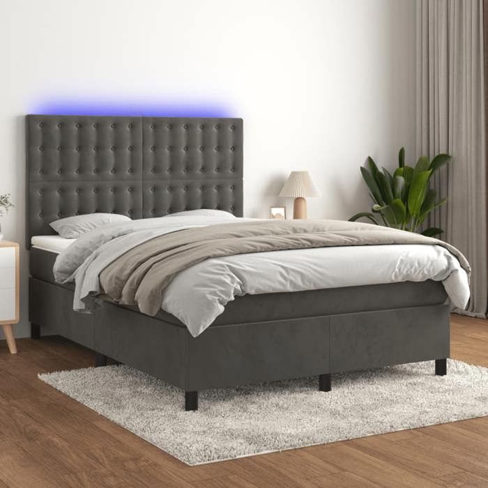 VidaXL Sommier à Lattes de Lit avec Matelas et LED, Lit Rembourré, Lit Double, Lit Adulte de Chambre à Coucher Intérieur, 3136360