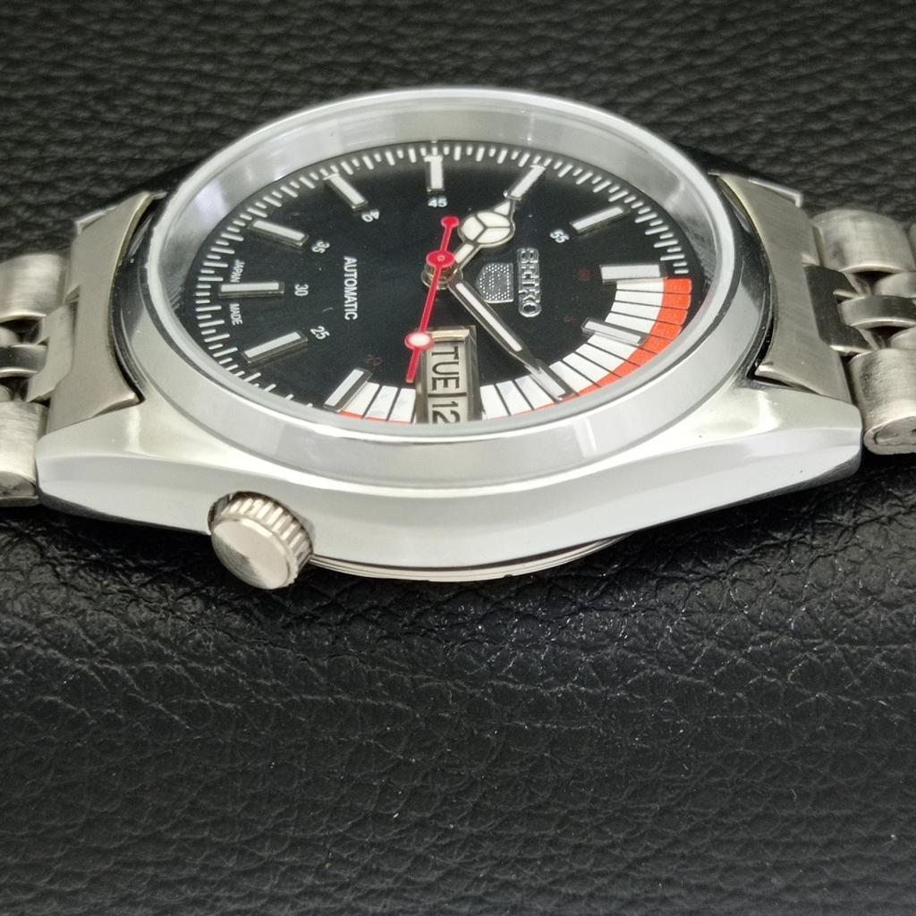 VINTAGE REFURBISHED SEIKO 5 AUTOMATIC 6309A JAPAN MENS BLACK WATCH a441082-9 Sk-a441082-1