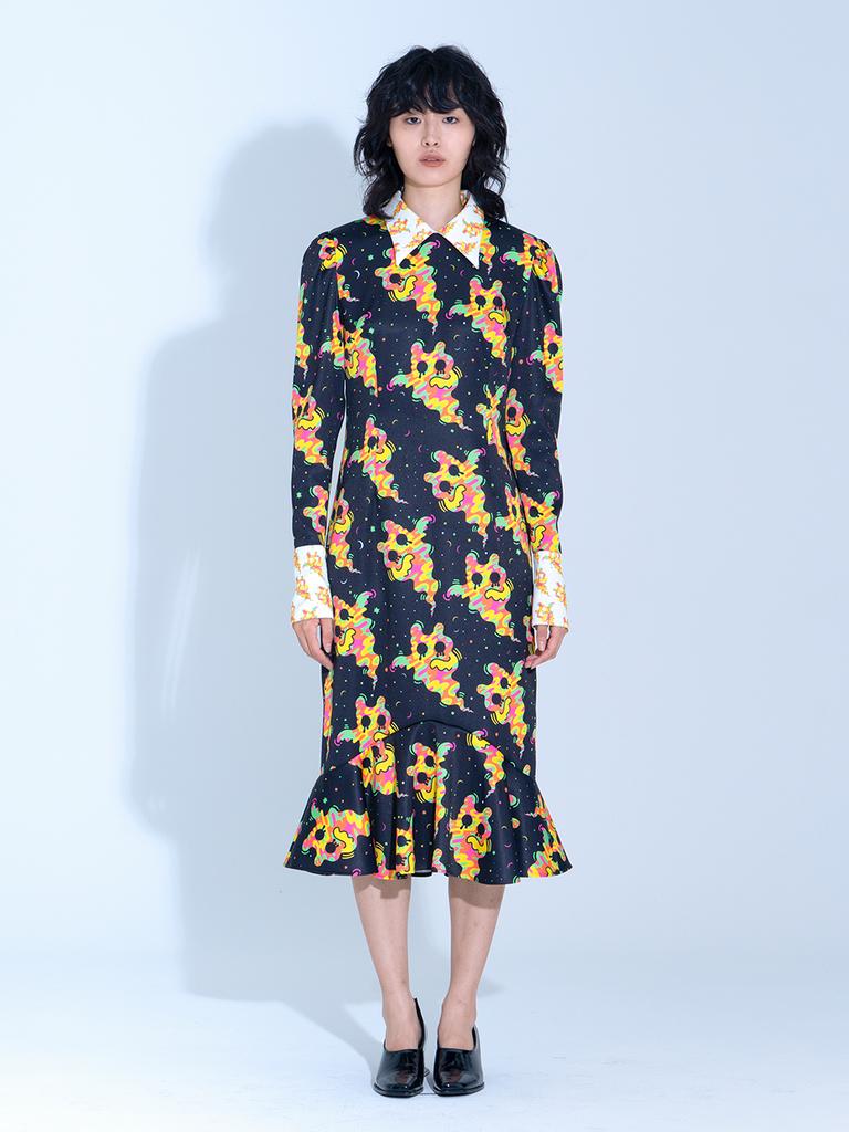 Vegan Tiger Multicolor Print Mermaid Dress