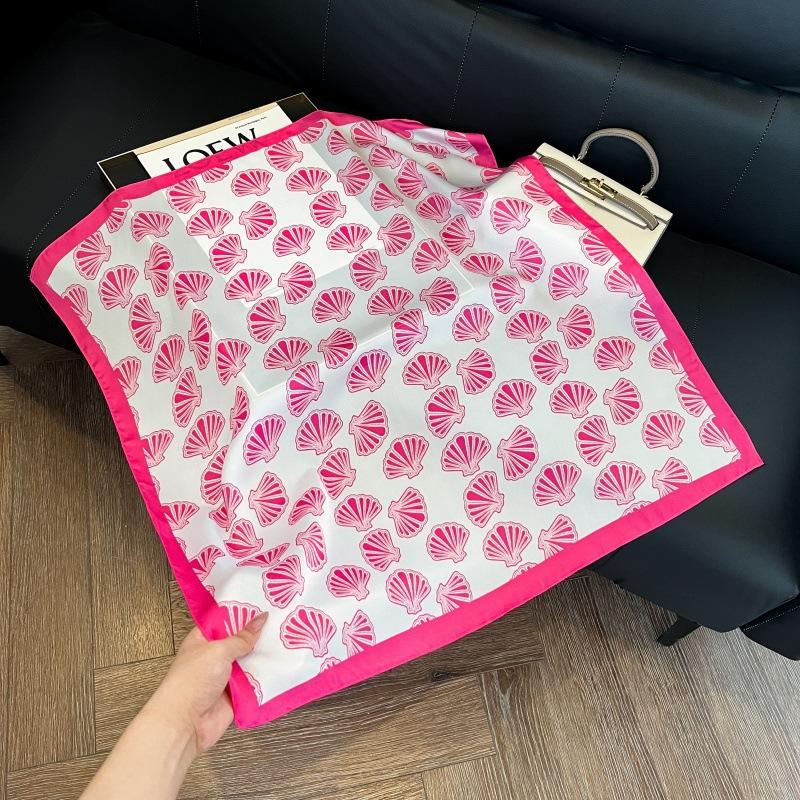 Silk scarf women's spring and autumn decoration versatile ins simple style striped square scarf streamer simulation silk fashion scarf scarf scarf