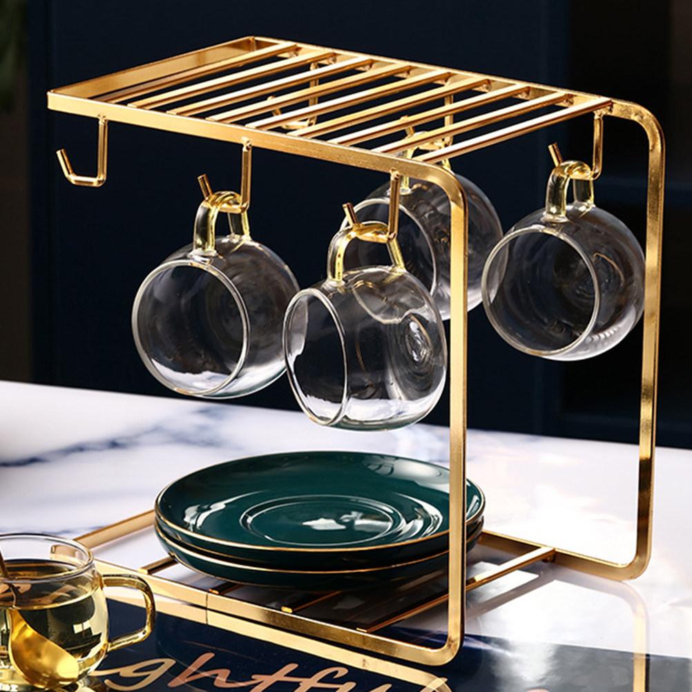 Glass Cup Draining Rack for Kitchen Counter Dish Drying Stand Mug Holder Organizer Space Saving Cup Storage Rack for Home Office