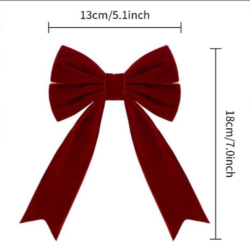 Christmas Bows 12pcs Xams Tree Decoration Velvet Bow With Spiral Ribbon Wreath Garland Decorative Bows Festival Party Decor