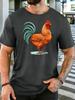 Unisex Colorful Rooster Animal Graphic Cotton Short Sleeve Tee Crew Neck Soft Male Summer Casual Breathable Daily Street Wear Top