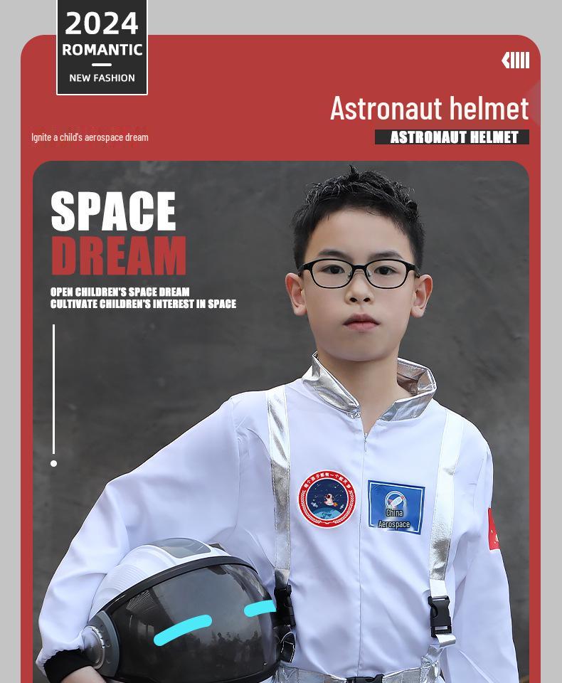 Kids' Short-Sleeve Space Astronaut Costume with Light-Up Helmet
