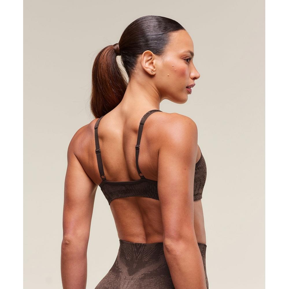Gymshark Adapt X Whitney Animal Seamless Twist Front Bra Archive Brown Soft Brown B3b3g Nc4p