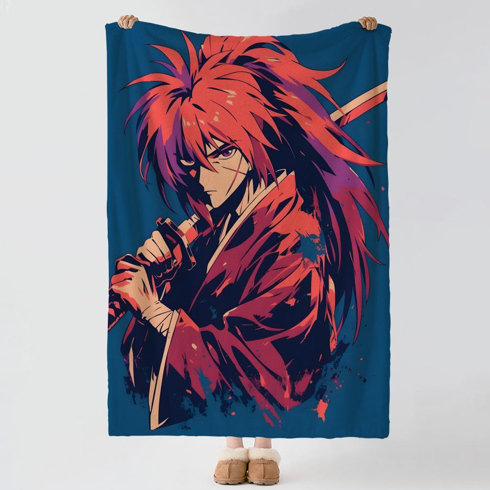 Anime RRurouni KKenshin Throw Soft Warm Flannel Blanket Multiuse Throw for Bed Sofa Office Air Conditioning Nap Blanket