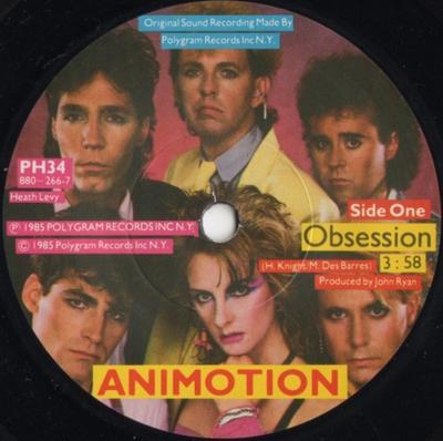 7inch Record ANIMOTION - Obsession PH34 Mercury 1985 UK Dance & Electronica Used
