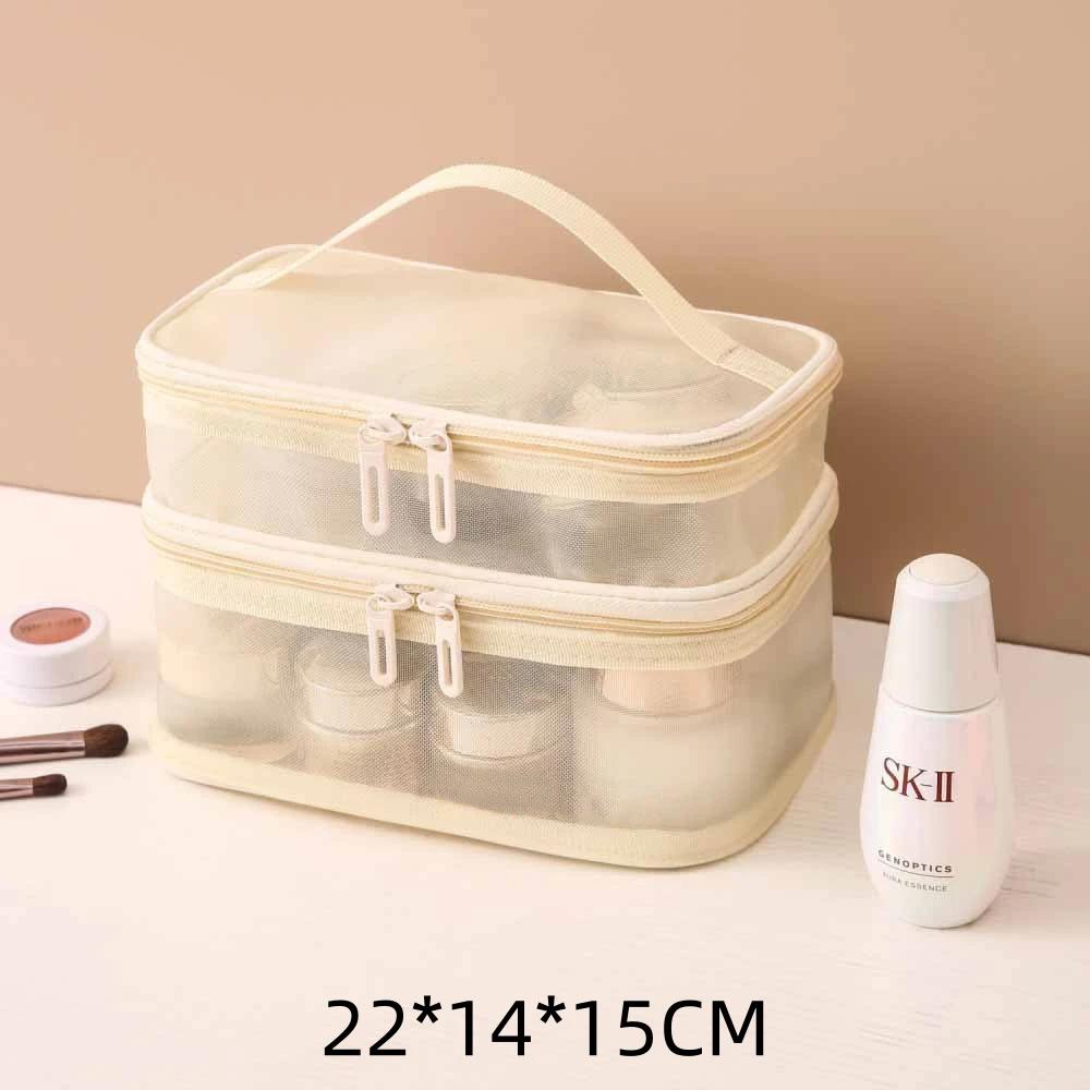 Travel Mesh Wash Storage Bag Organizer Μακιγιάζ Καλλυντικά Make Up Skincare Box Πλαστικό δοχείο Τσάντα για γυναίκες Ανδρικό μπάνιο