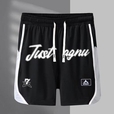 Übergröße Colorblock Buchstabenprint Sommer-Shorts - Lockere Passform Fünf-Punkt-Hose