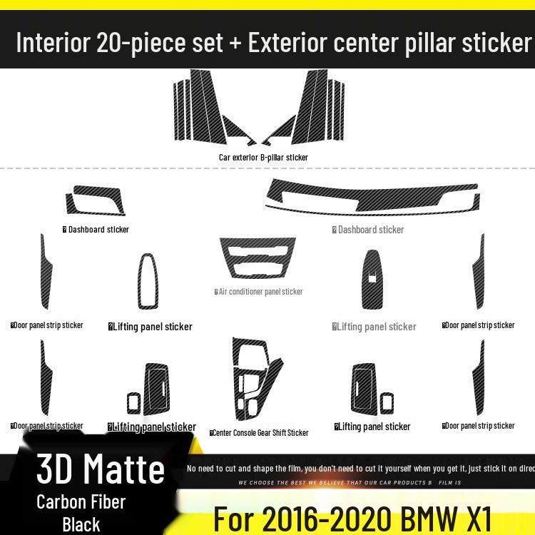 BMW X1/X2 Carbon Fiber Interior Anti-Kick Sticker (2016-2020) - Transparent TPU Console Protector