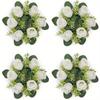 4pcs Artificial Roses Flowers Candle Holders, Candle Rings Wreaths, Wedding Centerpieces for Tables Wreath for Front Door Weddings Party Decor