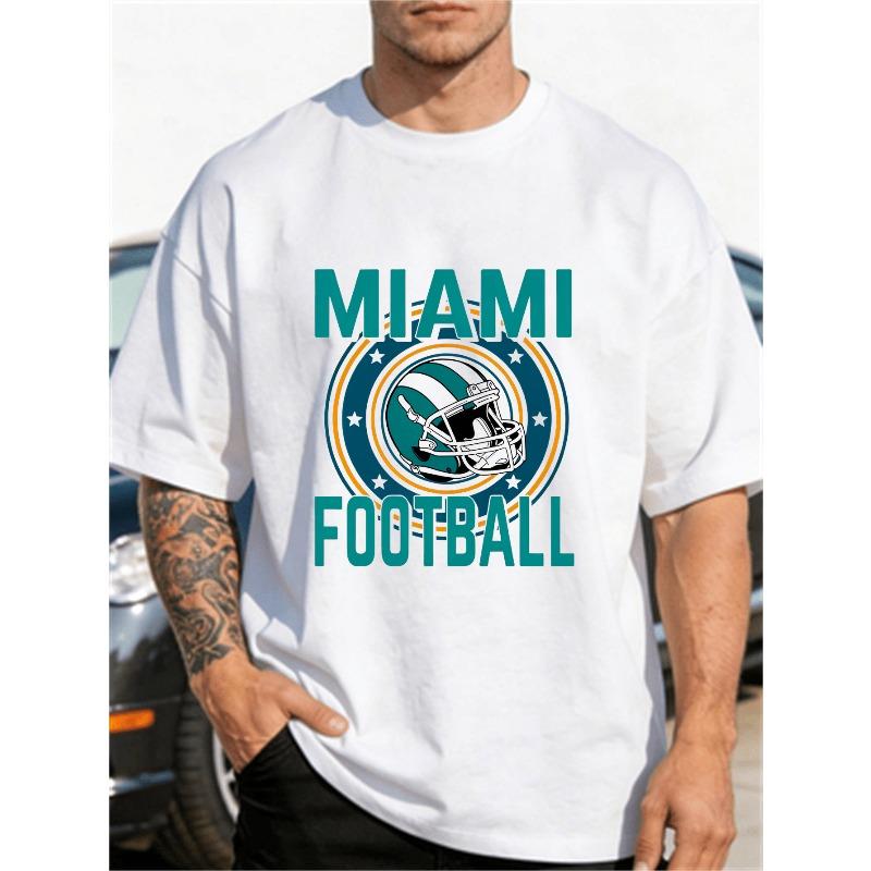 

Men S Miami Football Team Logo T-Shirt - Regular Fit for Sports Fans, Gift for Games, Practice And Casual Attire (Year-Round) S белый