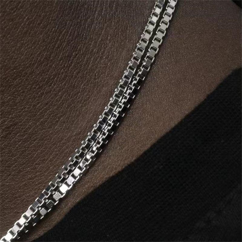Cadena Básica de Acero Inoxidable Hip Hop para Hombres de 2 mm Cadena de Caja Simple Joyería Street Wear Accesorios de Moda para Mujeres