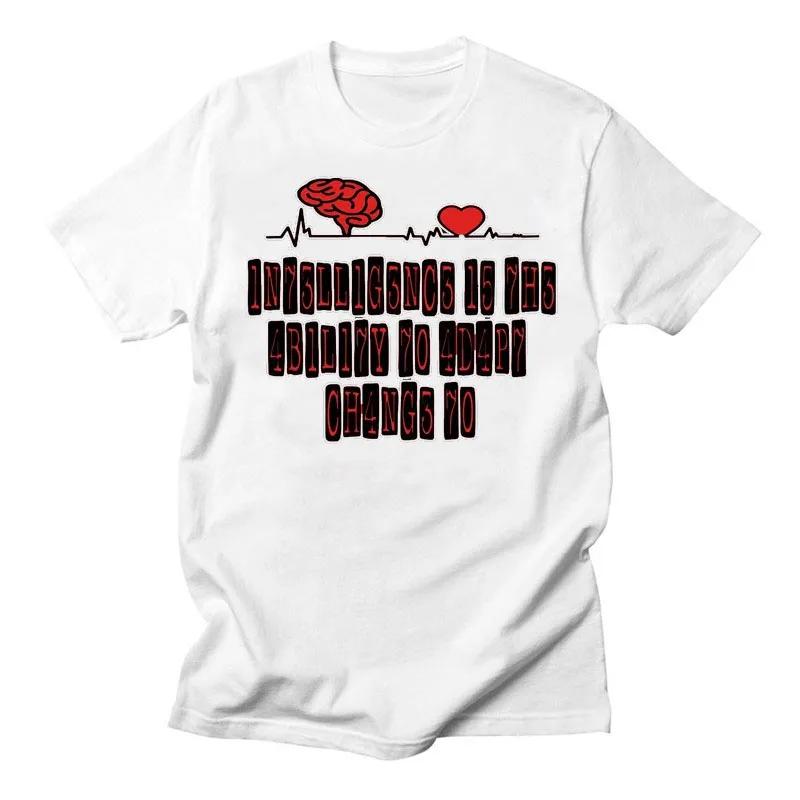 Creative TShirts Funny Geek Tops Intelligence Is The Ability To Adapt Change Letters Print Tee T Shirt