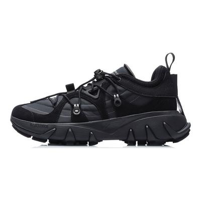 Li Ning Wu Xing 1 Stoff TPU Nubukleder Stoßdämpfung Rutschfest Abriebfest Stützend Low-Top Basketballschuhe Herren Sneaker Schwarz AGBR003-12