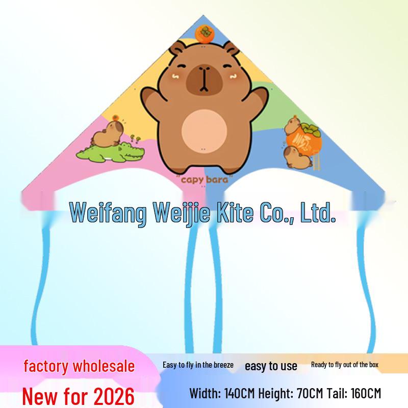 Weifang Children's Cartoon Kite - Triangle, Long-Tailed, Grassland Style with String.
