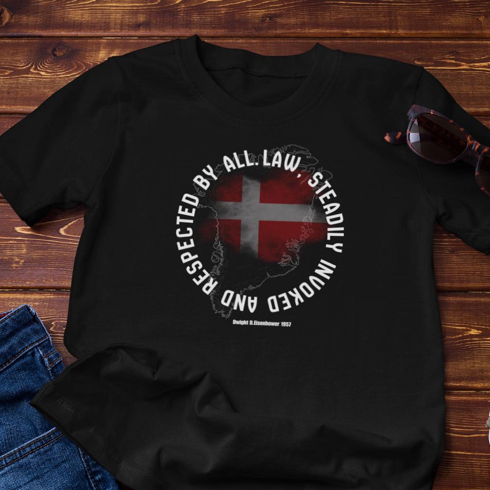 Protest TShirt | Denmark - Eisenhower Quote - Rule of Law - Cotton Tee L