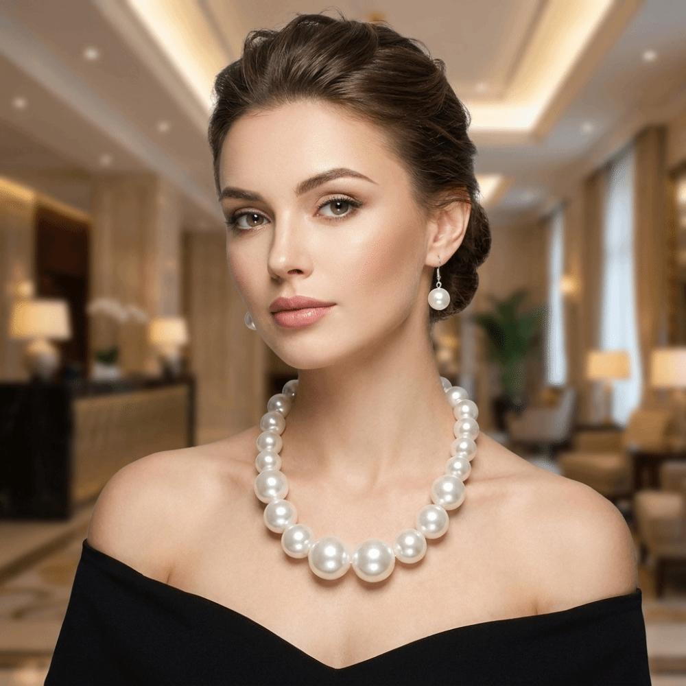 3 pcs/set Exaggerated Jewelry Set Gradient Size Drop Earrings Necklace Earrings Set  Women