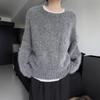 Women's Thick 100% Wool Korean-Style Loose Knit Sweater for Autumn/Winter
