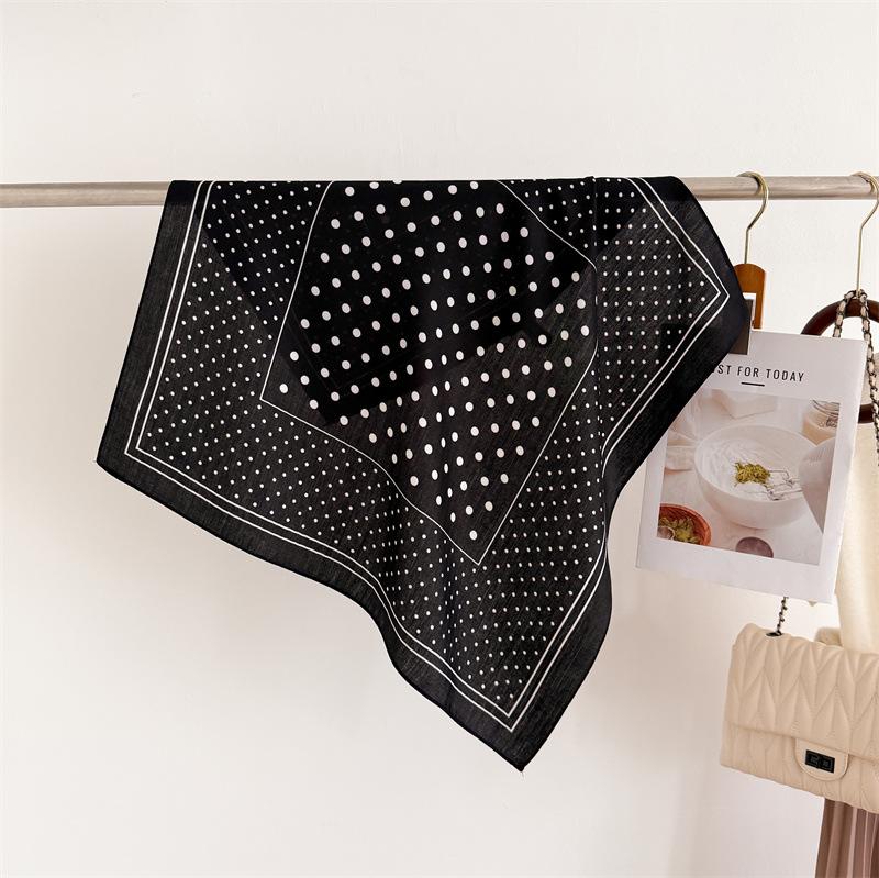 New polka dot herringbone pattern cotton and linen small square scarf silk scarf imitation velvet headscarf shawl sunscreen scarf scarf