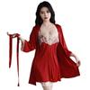 Crispy New Spring and Summer Comfortable Pajamas Backless Sweet Embroidered Lace Suspender Pajamas Women's Cardigan Loungewear Set