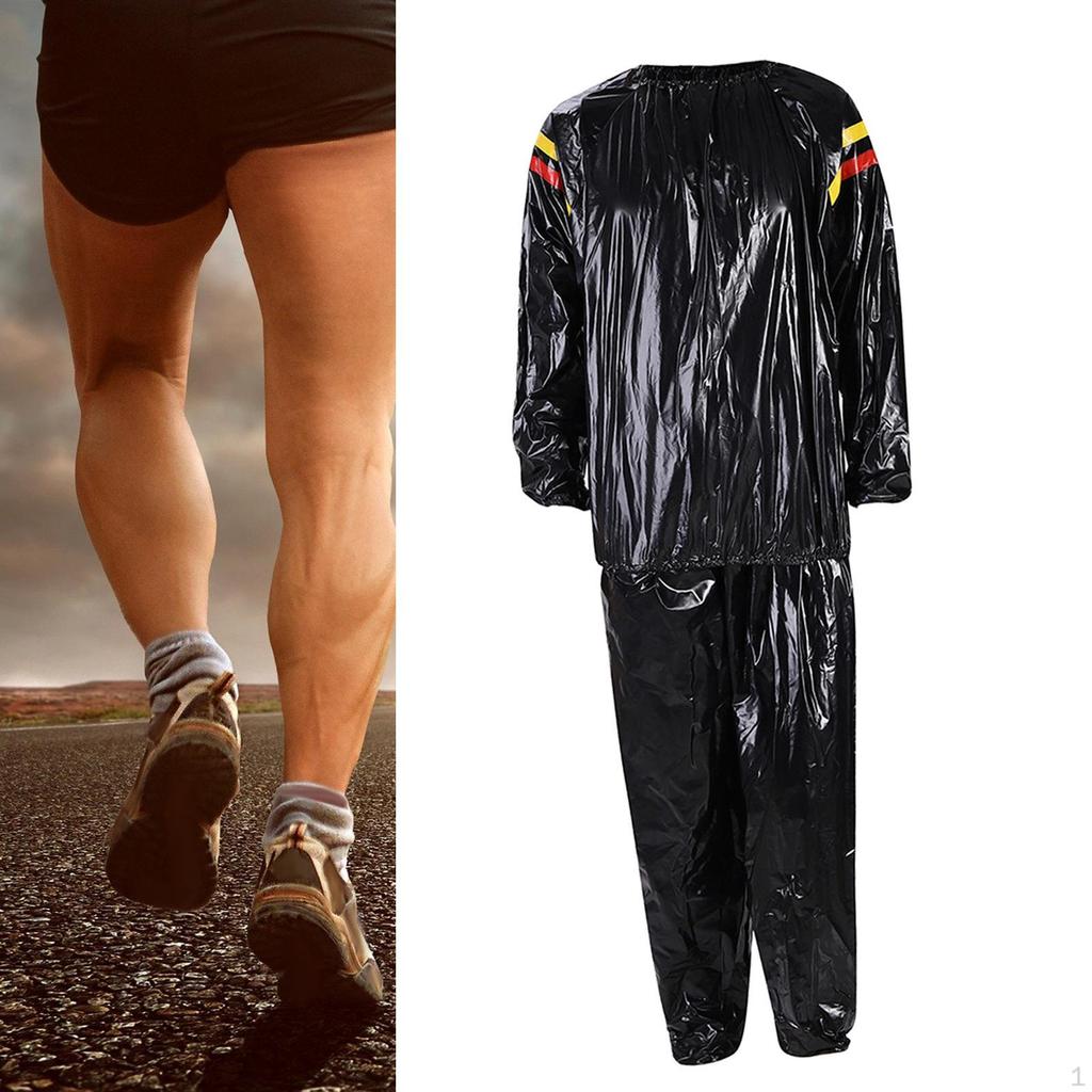 Fitness Sauna Suit Full Body Exercise Jacket Pant PVC Waterproof Windproof Unisex Comfortable