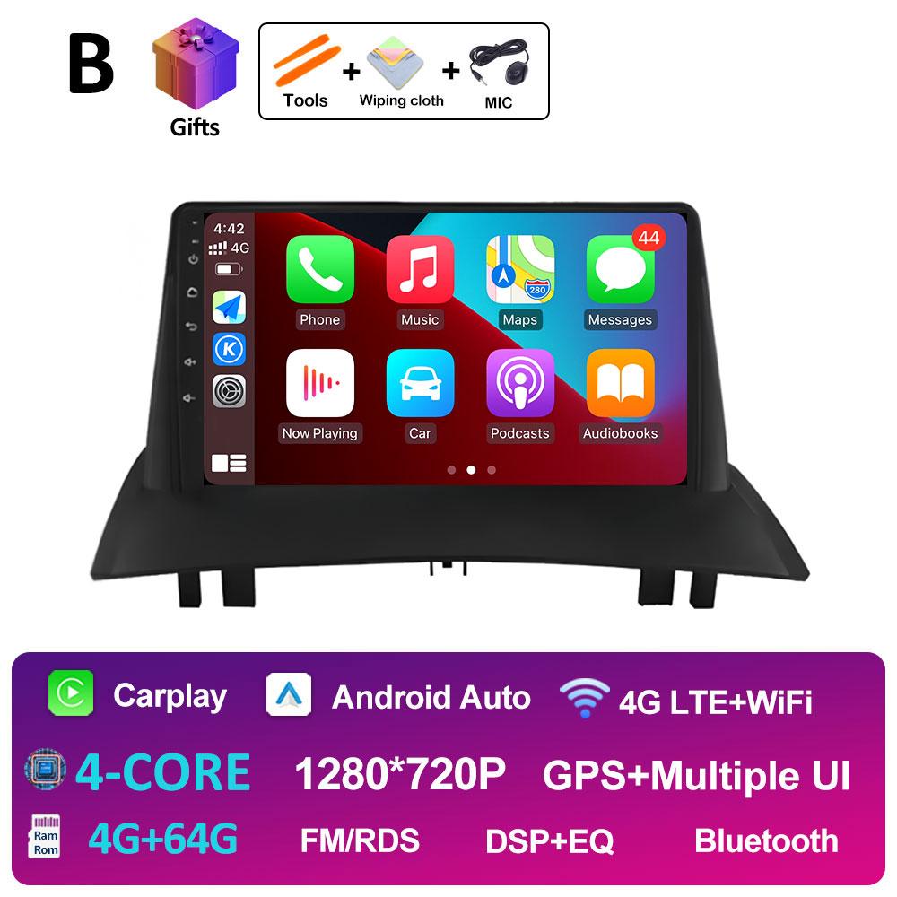 For Renault Megane 2 2002 2003 2004 2005 - 2009 Wireless Carplay GPS Navigation Android 14 DSP Stereo Autoradio Touch Screen 4G