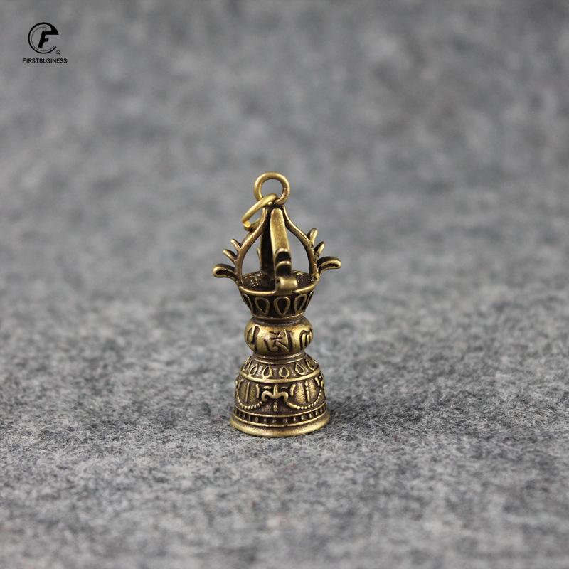 Copper Brass Buddhist Vajra Bell Key Handmade Home Decor Ornaments Crafts Copper Miniatures Bell Figurines Desktop Decoration