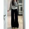 Spice Girl Low-rise Micro-flared Jeans Women's Autumn New Black Slim-fitting Loose and Thin Casual Floor Pants