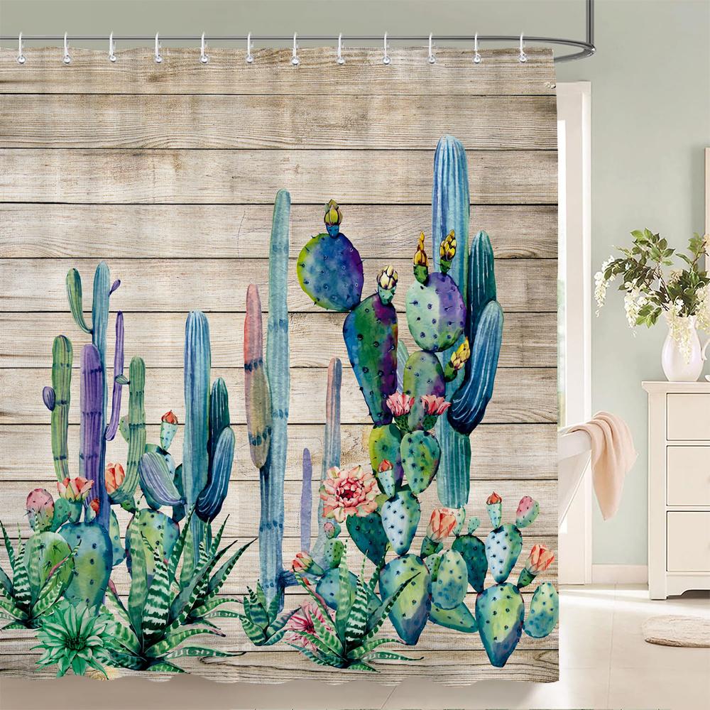 Tropical Cactus Shower Curtain Polyester Fabric Bath Curtain For The Bathroom Decorations Multi-size Printed Shower Curtains