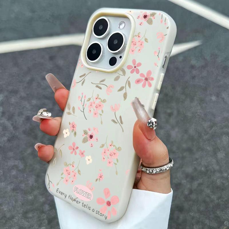 Cute Sweet Pink Floral Phone Case For iPhone 11 12 13 14 15 16 17 Pro Max XS X XR 7 8 Plus 16E 17 Air SE 2020 Candy Color Cover