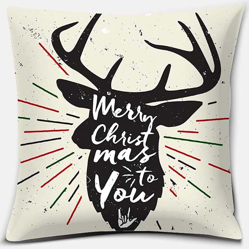 Christmas Deer Pattern Pillowcase Square Pillowcase Home Office Decoration Pillowcase
