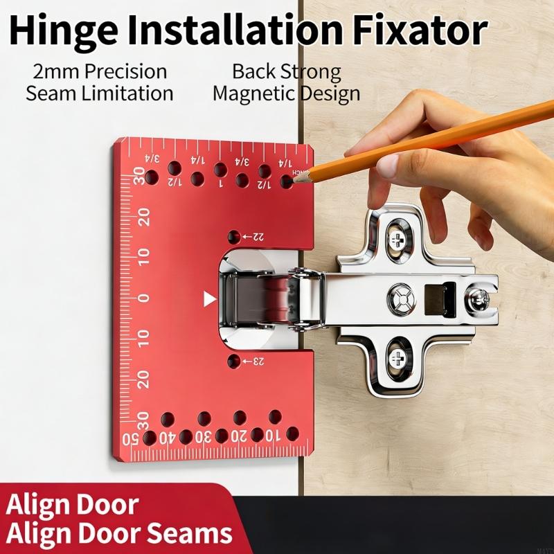Hinge Quick Installation Fixing Plate Gaps Alignment Tool Cabinet Hole Drilling Locator Jig For Precise Door Alignment M4YD