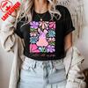 Brushstroke Bunny Easter T Shirt Kawaii Women Short-sleev Tee-shirt Retro Style Streetwear Fashion Casual Cotton Tops Ropa Mujer