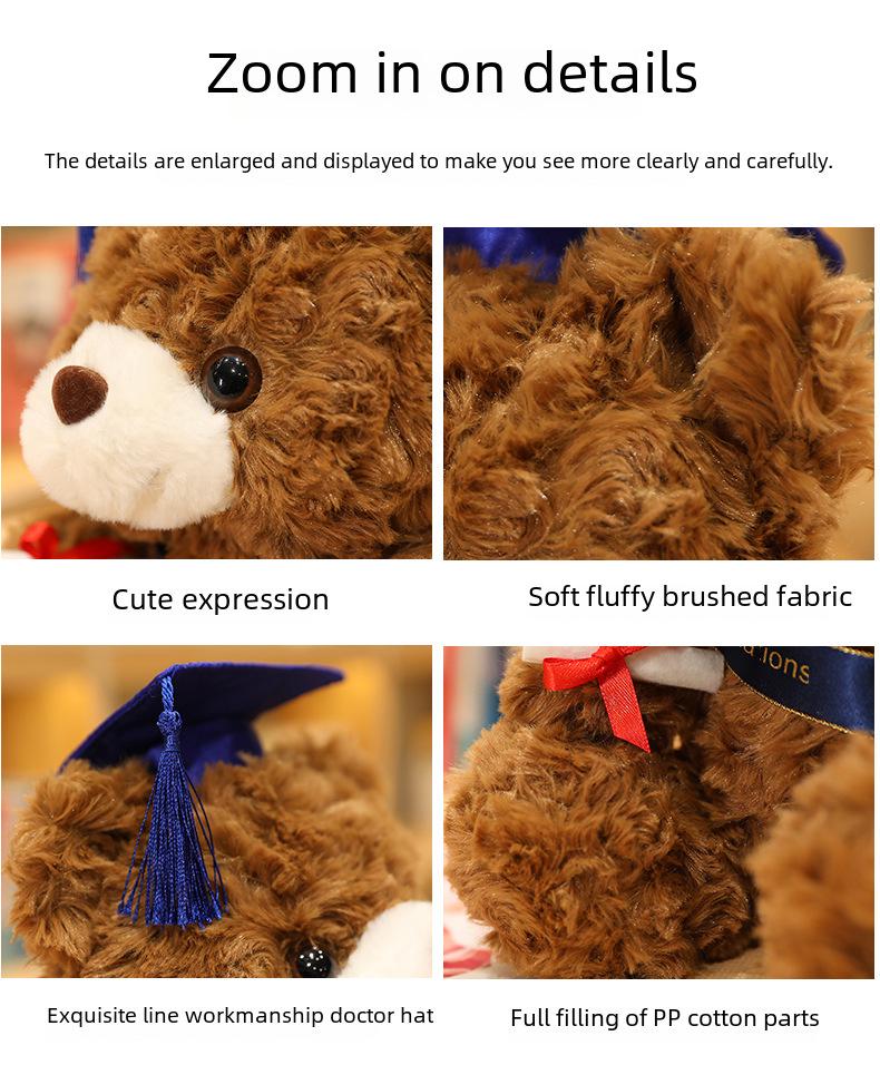 Graduation Bear Plush Doll with Doctoral Hat – Commemorative Bachelor Gift