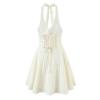 French retro plaid sweet and sexy neck halter waist thin dress women's summer vacation style short skirt