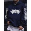 American Street Style Letter Multi Pattern Sleeve Print Hooded Sweatshirt, Autumn and Winter Trendy Loose Fit Design, Niche Couple Jacket