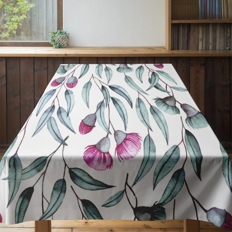 Floral Print Tablecloth: Beautiful Green Leaves Design for Dining Room Decoration Decorative Home Textiles from Linens Bedding O