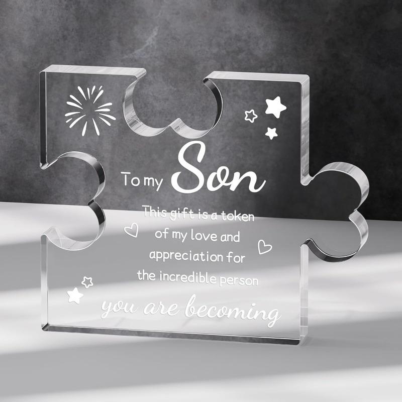 Puzzle Ornamen - Perfect Birthday, Graduation, or Back To School Gift for Son, Nurseries, Home Desk Living Room Acrylic Decoration, Classic Style H