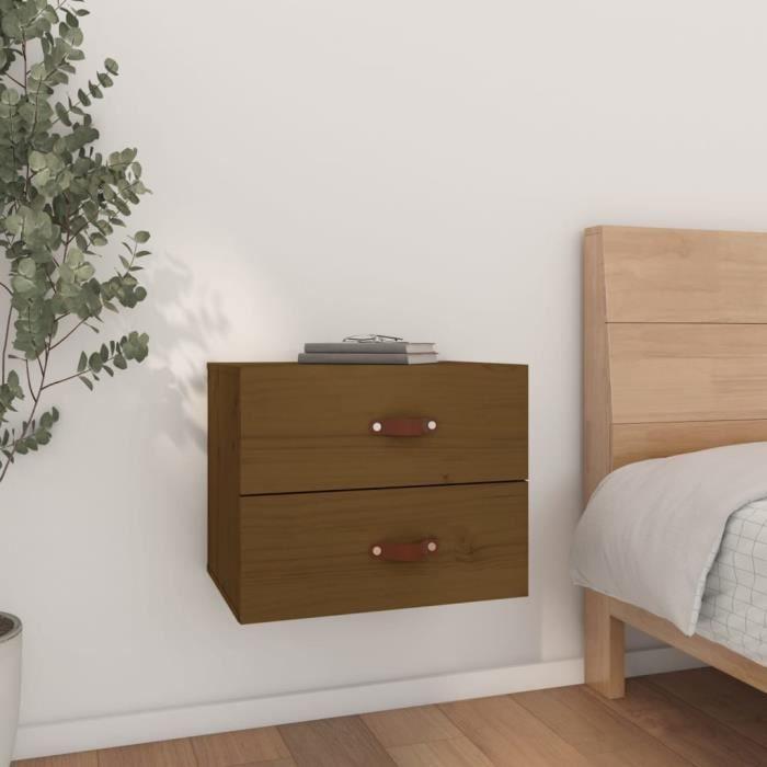 820982 vidaXL Wall-mounted Bedside Table Honey Brown 50x36x40 Cm