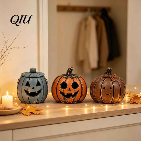 Desktop Holiday Party Ornament 3/4Pcs Vintage Wooden Pumpkin Decor, Rustic Fall Tabletop Centerpiece, Farmhouse Sturdy Thanksgiving Centerpieces
