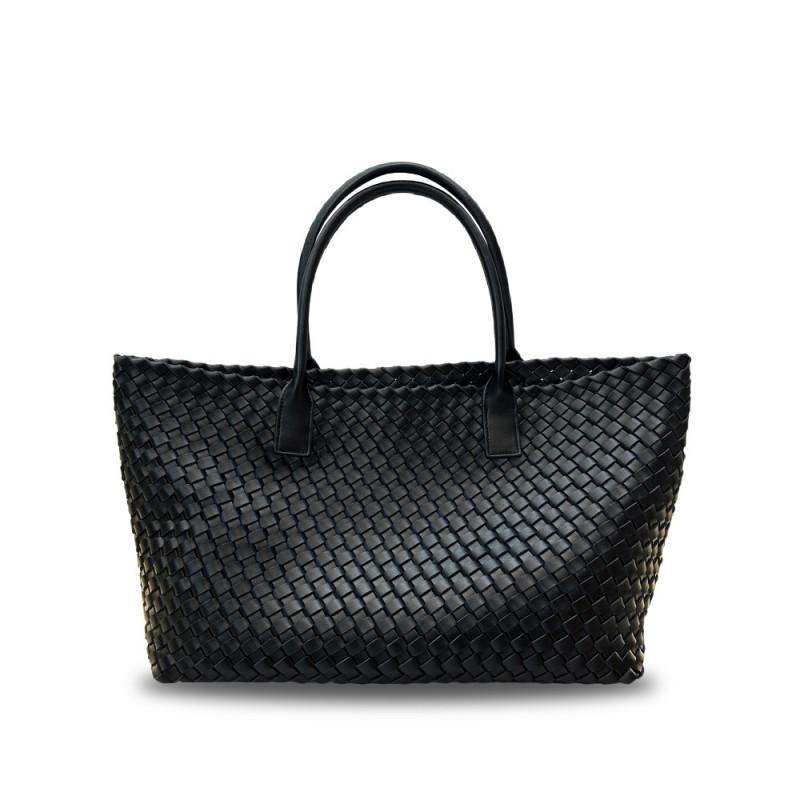 Genuine Leather Woven Tote Bag Women