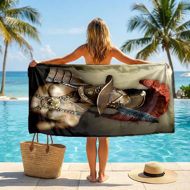 Gladiator Helmet Fashion Beach Towel: Ideal for Summer Adventures Soft, absorbent and quick drying suitable for swimming and bathing
