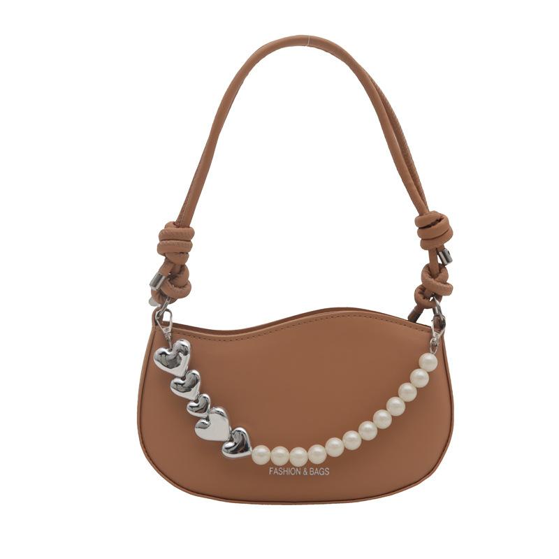 

Ladies Shoulder Bags Korean Solid Color Simple Pearl Heart Fashiable Versatile Crossbody Bags Portable High-quality Handbags хаки