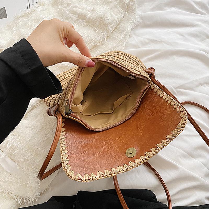 Casual Straw Saddle Crossbody Shoulder Bags Women Summer Messenger Bag Rattan Beach Bags