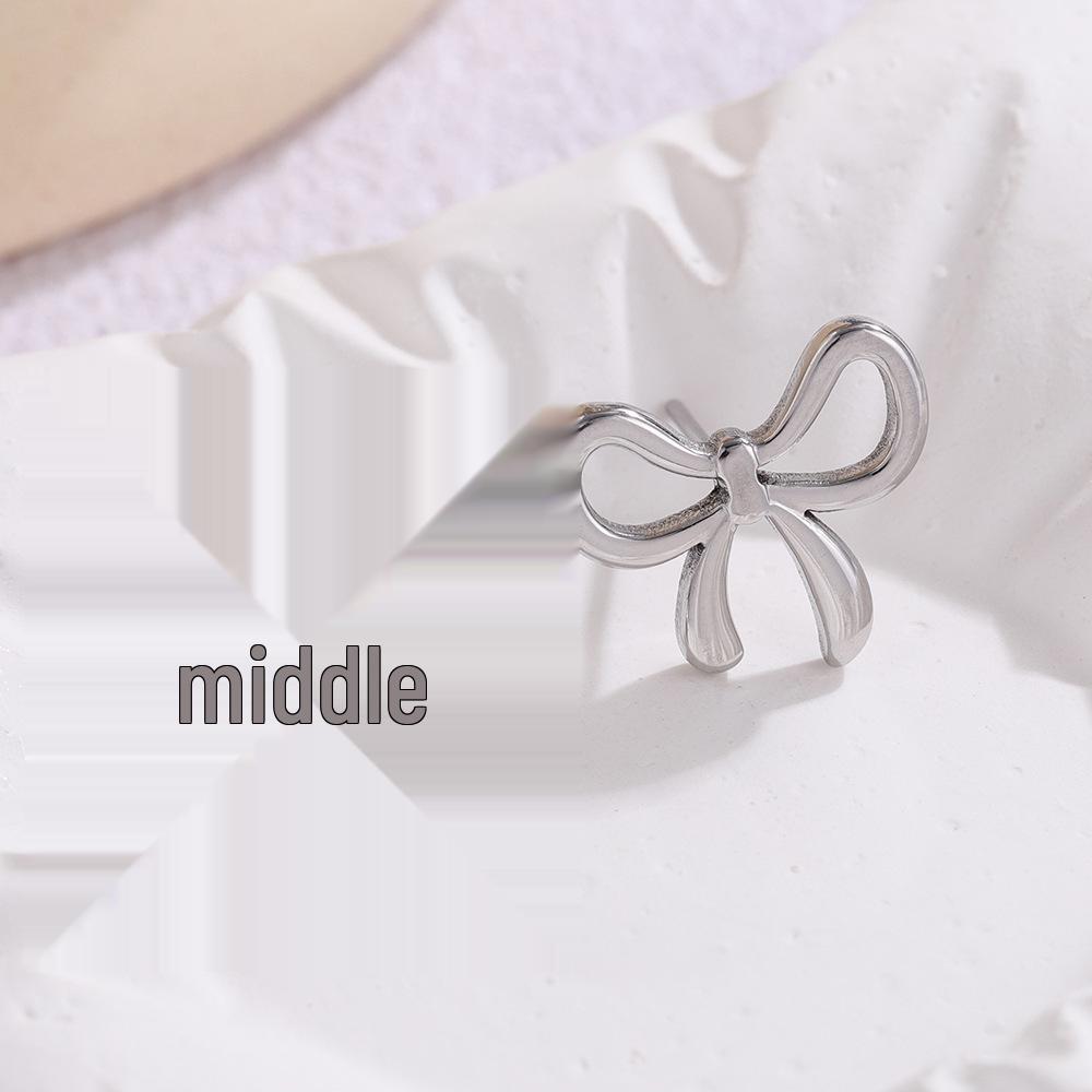 

European and American Titanium Steel Bow Necklace and Earring Set: Versatile Women s Jewelry