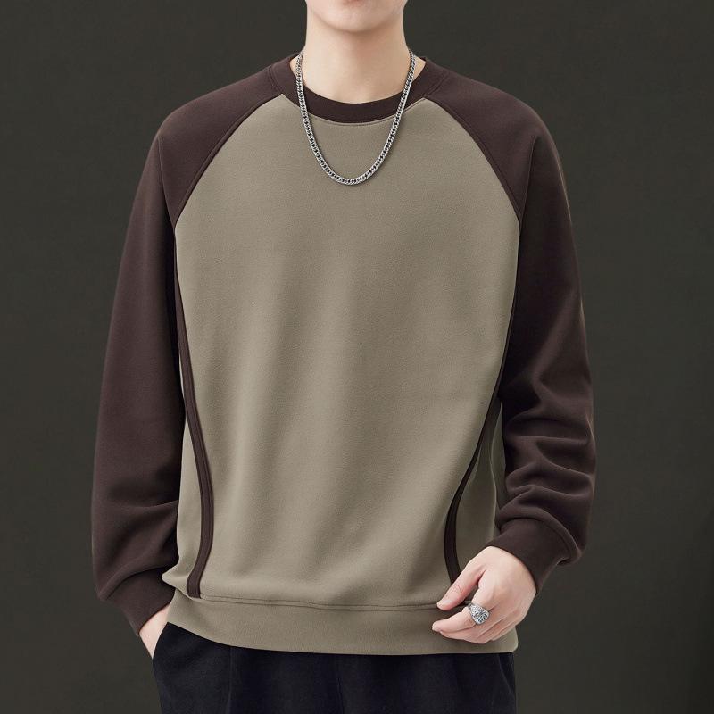 

Men s Autumn Color Block Hoodie - Versatile, Trendy, Round Neck Streetwear Top 2XL