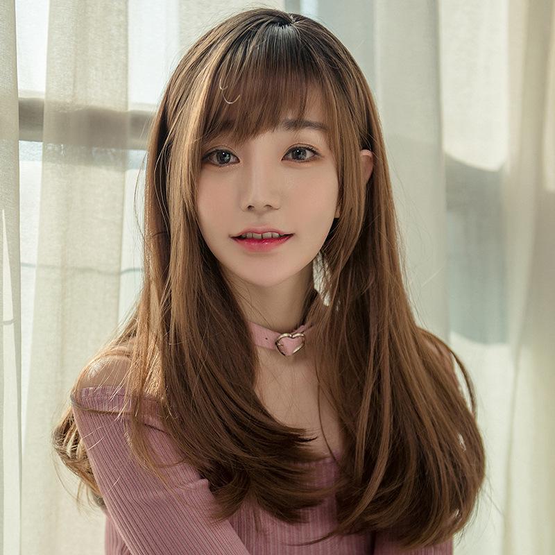 Buy Dark Brown Wig Women Long Hair Straight Hair Invisible