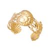 Women's Bohemian Stainless Steel Shell Conch Wide Cuff Bracelet Waterproof Hollow Coral Open Bangle Ocean Jewelry Gift